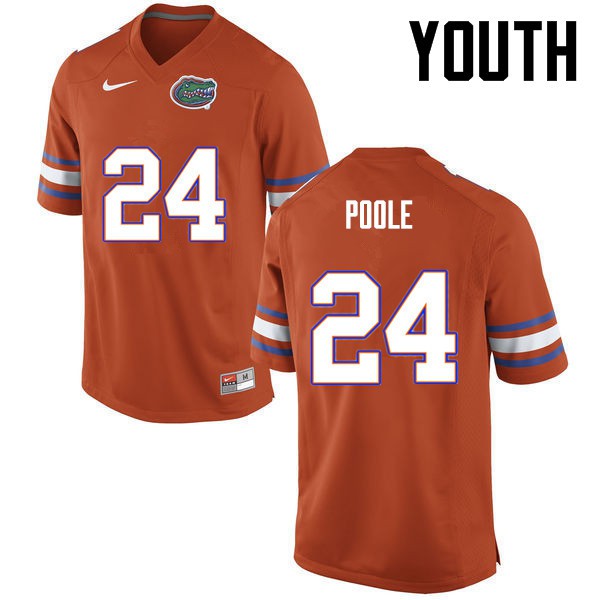 Florida Gators Youth #24 Brian Poole College Football Jersey Orange